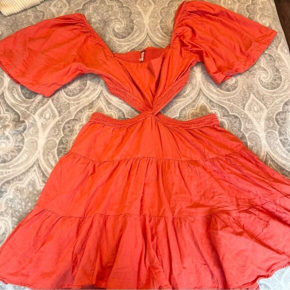 Free People Cross Of Sunlight Mini Endless Summer Smocked Square Neck Dress - Picture 3 of 4